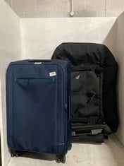 JOHN LEWIS TRAVEL CASE BLUE FABRIC SMALL SPINNER TO INCLUDE JOHN LEWIS TRAVEL CASE BLACK FABRIC 2-WHEELER