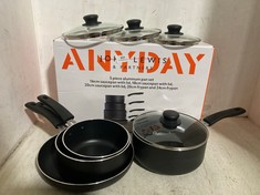 JOHN LEWIS ANYDAY 5 PIECE ALUMINIUM PAN SET