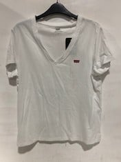 LEVI'S PERFECT V-NECK STANDARD FIT T-SHIRT WHITE WITH LOGO SIZE LG