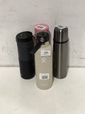 4 X ASSORTED FLASK/DRINKING BOTTLES TO INCLUDE THERMOS STAINLESS STEEL FLASK