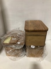 3 X JOHN LEWIS WOODEN BREAD BINS TO INCLUDE JOHN LEWIS COOKBOOK STAND WOODEN