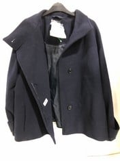 JOHN LEWIS SINGLE BREASTED SHORT WOOL LOOK COAT NAVY BLUE SIZE 16