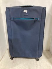 2 X JOHN LEWIS TRAVEL CASES SPINNERS 1 X GREY HARDSHELL SMALL/MEDIUM, 1 X NAVY BLUE FABRIC MEDIUM/LARGE