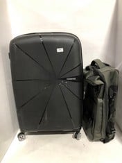 AMERICAN TOURISTER TRAVEL CASE BLACK HARDSHELL MEDIUM/LARGE SPINNER TO INCLUDE JOHN LEWIS DAKAR 1-WHEELED CABIN CASE 38L KHAKI GREEN