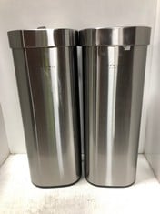 2 X STAINLESS STEEL COLOURED TALL BINS