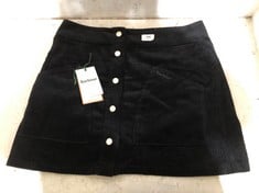 BARBOUR CORDUROUY SKIRT IN BLACK WITH GOLD BUTTON DESIGN SIZE 14