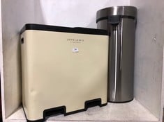 JOHN LEWIS 2 BAY METAL BIN IN CREAM AND BLACK TO INCLUDE STAINLESS STELL COLOURED TOWER BIN