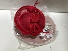 2 X FORMAL OCCASION HEADWARE TO INCLUDE FASINATOR IN RED WITH RED AND BOW DESIGN