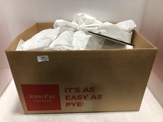 BOX OF ASSORTED ITEMS TO INCLUDE WHITE COTTON PILLOWCASE