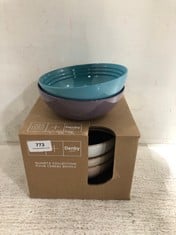 DENBY QUARTZ COLLECTION FOUR CEREAL BOWLS TO INCLUDE 2 X LE CREUSET 16CM CERAMIC BOWLS