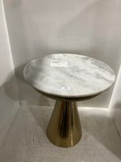 GREY MARBLE TOP SIDE TABLE WITH GOLD BASE