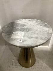 GREY MARBLE TOP SIDE TABLE WITH GOLD BASE