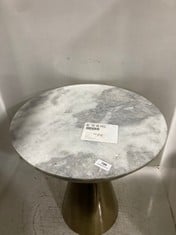 GREY MARBLE TOP SIDE TABLE WITH GOLD BASE