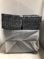 3 X GREY WOVEN BASKETS (LOCATION TOP RACKING)