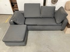 LEFT HAND FACING 3 SEATER SOFA WITH CHAISE END IN DARK GREY FABRIC