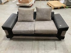 2 SEATER SOFA IN GREY / BLACK FAUX LEATHER