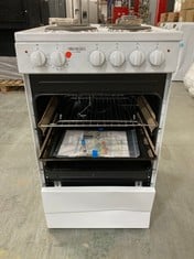 WILLOW 62L FREESTANDING ELECTRIC COOKER IN WHITE - MODEL NO. WE50SSW - COMPLETE RRP £170 (MISSING DOOR)