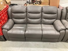 ROTHBURY 3 SEATER LEATHER MANUAL RECLINER SOFA GREY KT6CG - RRP £729