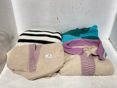 4 X ASSORTED SMALL ADULT CLOTHING ITEMS TO INCLUDE CLEAN PREP POLO JUMPER BEIGE / PURPLE - SIZE S - TOTAL RRP £516