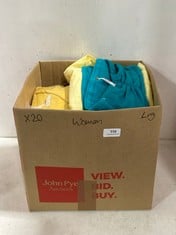 20 X ASSORTED LARGE ADULT CLOTHING ITEMS TO INCLUDE COOLER IN CAPRI MAXI SKIRT AND OFF SHOULDER CROP TOP SET BLUE / YELLOW - SIZE L (RRP £88)