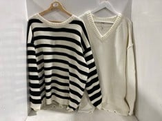 LINKS STRIPED PULLOVER KNIT JUMPER WHITE / BLACK - SIZE M TO INCLUDE LINKS PULLOVER KNIT JUMPER WHITE - SIZE M - TOTAL RRP £280