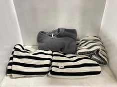 4 X ASSORTED SMALL ADULT CLOTHING ITEMS TO INCLUDE LINKS STRIPED PULLOVER KNIT JUMPER WHITE / BLACK - SIZE S - TOTAL RRP £560