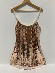 13 X DISCO FEVER MINI SLIP SEQUIN DRESS ROSE GOLD - SIZE XS - TOTAL RRP £1144