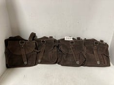 4 X ASSORTED BAG ITEMS TO INCLUDE CROSS BODY SUEDE SATCHEL BROWN