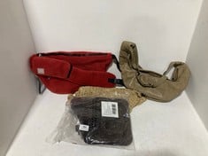 4 X ASSORTED BAGS TO INCLUDE CROSSBODY SUEDE SATCHEL BROWN - TOTAL RRP 312