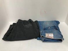 ED HARDY DRAGON LONG JOGGER SHORTS BLACK - SIZE M TO INCLUDE MID RISE RELAXE DTSRAIGHT JEANS DENIM BLUE - SIZE 28 - TOTAL RRP £123