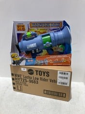 MATTEL TOYS WWE LUCHA LOW RIDER VEHICLE TO INCLUDE DESPICABLE ME 4 ULTIMATE FART BLASTER TOY