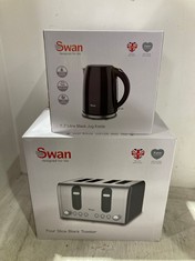 SWAN 4 SLICE TOASTER BLACK / SILVER TO INCLUDE SWAN KETTLE BLACK