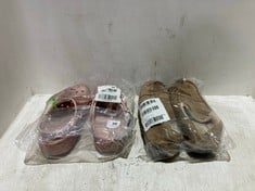 CLASSIC GLITTER CLOGS PINK - SIZE 8 TO INCLUDE ASCOT FAUX FUR SLIPPERS TAN - SIZE 10