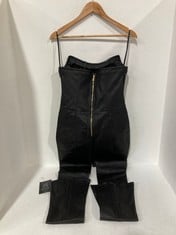 SLEEVLESS SLIM FIT FAUX LEATHER JUMPSUIT BLACK - SIZE M - RRP £353