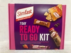 PALLET OF APPROX 80 SLIM FAST 7 DAY READY TO GO KIT , HEALTH SNACK BOX - BBE: 11/2024 (ZONE 2) (KERBSIDE PALLET DELIVERY)