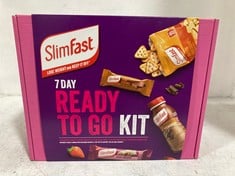 PALLET OF APPROX 90 SLIM FAST 7 DAY READY TO GO KIT , HEALTH SNACK BOX - BBE: 11/2024 (ZONE 2) (KERBSIDE PALLET DELIVERY)