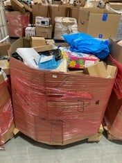 PALLET OF ASSORTED ITEMS TO INCLUDE SURF BIO WASHING POWDER IN TROPICAL LILY - 130 WASHES TO INCLUDE HITNE STORAGE BOOKSHELF (ZONE 3) (KERBSIDE PALLET DELIVERY)