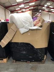 PALLET OF ASSORTED ITEMS TO INCLUDE QTY OF SMALL PURPLE FABRIC DRAWERS TO INCLUDE LARGE ROLL OF BUBBLE WRAP (ZONE 4) (KERBSIDE PALLET DELIVERY)