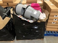 PALLET OF ASSORTED ITEMS TO INCLUDE 2 X PARRS STEPPING STOOL IN GREY TO INCLUDE SALTER ELECTRONIC SCALE (ZONE 4) (KERBSIDE PALLET DELIVERY)