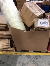 PALLET OF ASSORTED HOME ITEMS TO INCLUDE DOUBLE MEMORY FOAM MATTRESS TOPPER (LOCATION: SR40) (KERBSIDE PALLET DELIVERY)