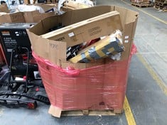 PALLET OF ASSORTED HOME ITEMS TO INCLUDE HAIER PREMIUM COLLECTION STACKING KIT WITH BLACK SLIDING SHELF (LOCATION: SR40) (MUST REMOVE ALL ITEMS FROM SITE) (KERBSIDE PALLET DELIVERY)