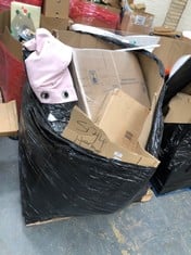 PALLET OF ASSORTED ITEMS TO INCLUDE PINK STAR CURTAINS (LOCATION: SR40) (MUST REMOVE ALL ITEMS FROM SITE) (KERBSIDE PALLET DELIVERY)