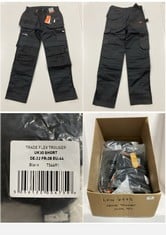 BOX OF ASSORTED SCRUFFS HARDWEAR WORKWEAR TROUSERS SIZE 30 TO INCLUDE TRADE FLEX TROUSERS BLACK