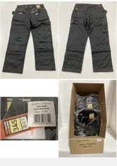 BOX OF ASSORTED SCRUFFS HARDWEAR WORKWEAR TROUSERS SIZE 34 TO INCLUDE WORKER PLUS TROUSER BLACK