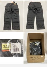 BOX OF ASSORTED SCRUFFS HARDWEAR WORKWEAR TROUSERS SIZE 34 TO INCLUDE WORKER PLUS TROUSER BLACK