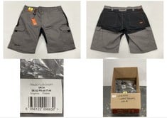 BOX OF ASSORTED SCRUFFS HARDWEAR WORKWEAR TROUSERS/SHORTS SIZE 36 TO INCLUDE TRADE FLEX SHORTS GRAPHITE