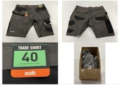 BOX OF ASSORTED SCRUFFS HARDWEAR TROUSERS/SHORTS SIZE 40 TO INCLUDE TRADE SHORTS SLATE