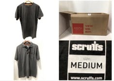 BOX OF ASSORTED SCRUFFS HARDWEAR WORKWEAR POLO/T-SHIRTS SIZE M TO INCLUDE WORKER T-SHIRT BLACK