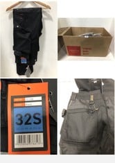 BOX OF ASSORTED SCRUFFS HARDWEAR TROUSERS/SHORTS SIZE 32 TO INCLUDE WORKER PLUS TROUSER BLACK