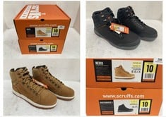 SCRUFFS HARDWEAR SWITCHBACK SAFETY BOOTS BLACK SIZE 10 TO INCLUDE SCRUFFS HARDWEAR NEVIS SAFETY BOOTS TAN SIZE 10